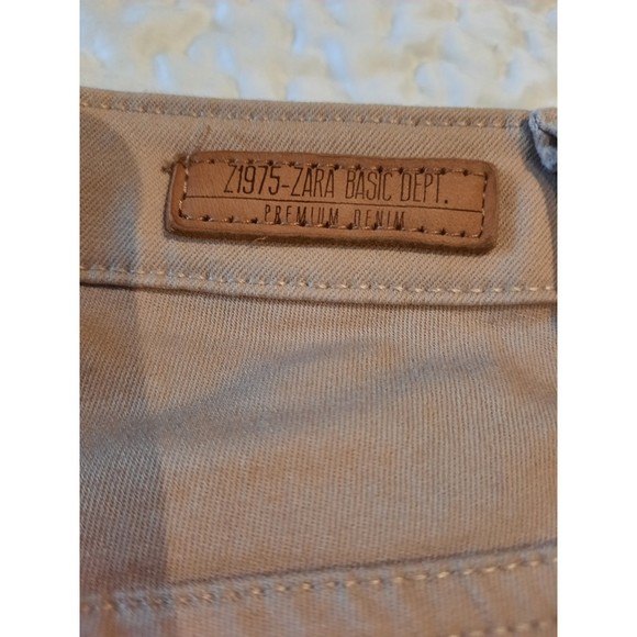 Zara Basic Beige Skinny Zippered Jeans Sz 10 - Picture 6 of 10